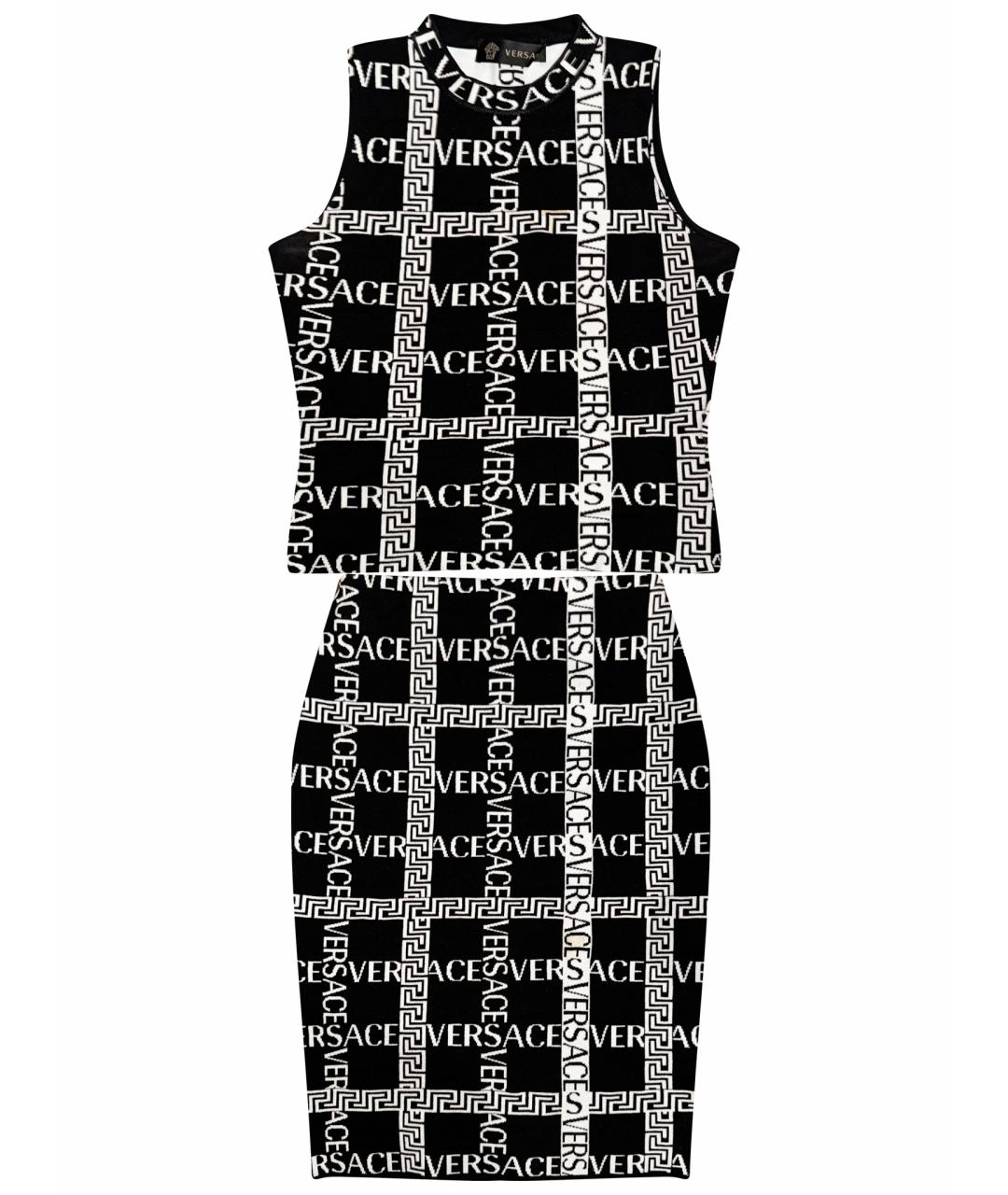 VERSACE Черный хлопко-эластановый костюм с юбками, фото 1