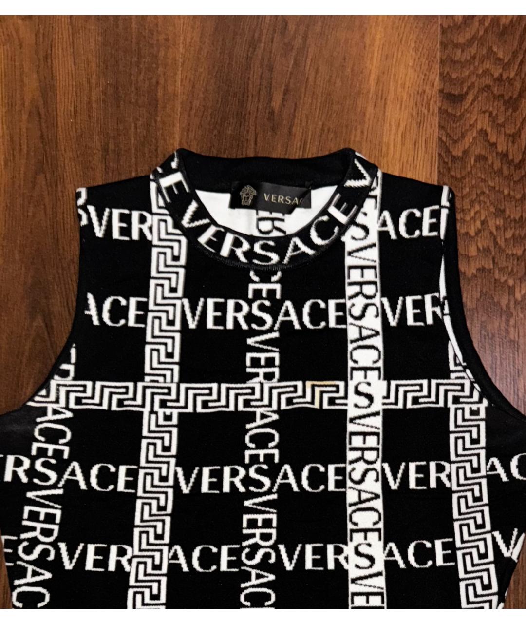 VERSACE Черный хлопко-эластановый костюм с юбками, фото 3