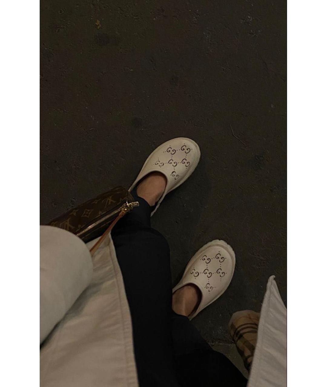 GUCCI Белые кожаные сабо, фото 6