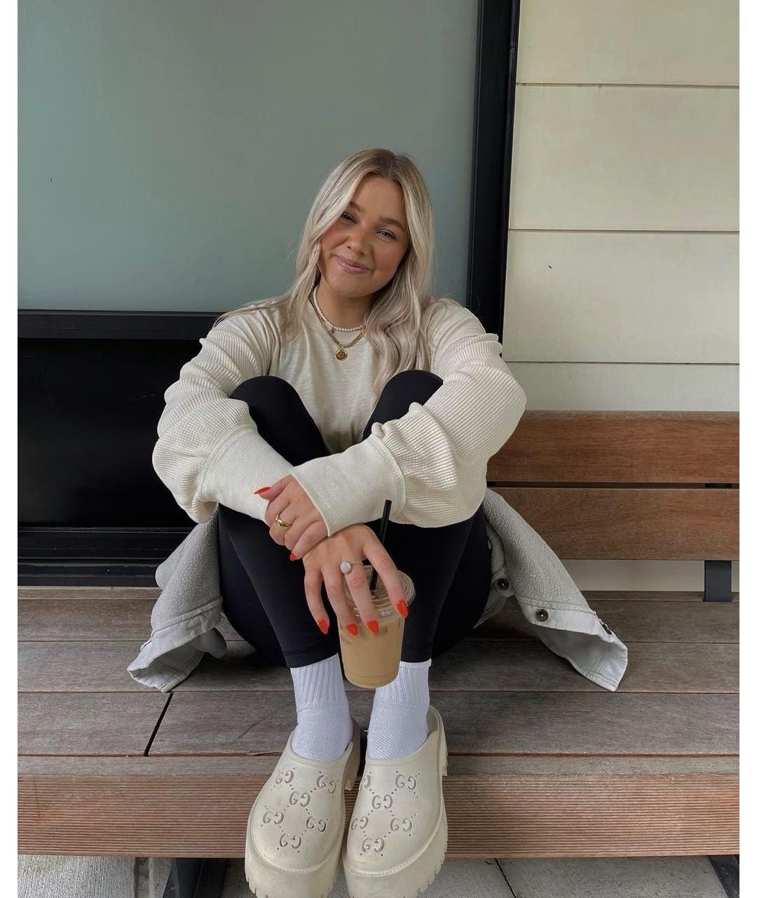 GUCCI Белые кожаные сабо, фото 7