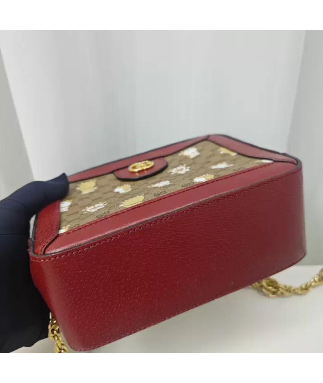 GUCCI Бордовая кожаная сумка через плечо, фото 2
