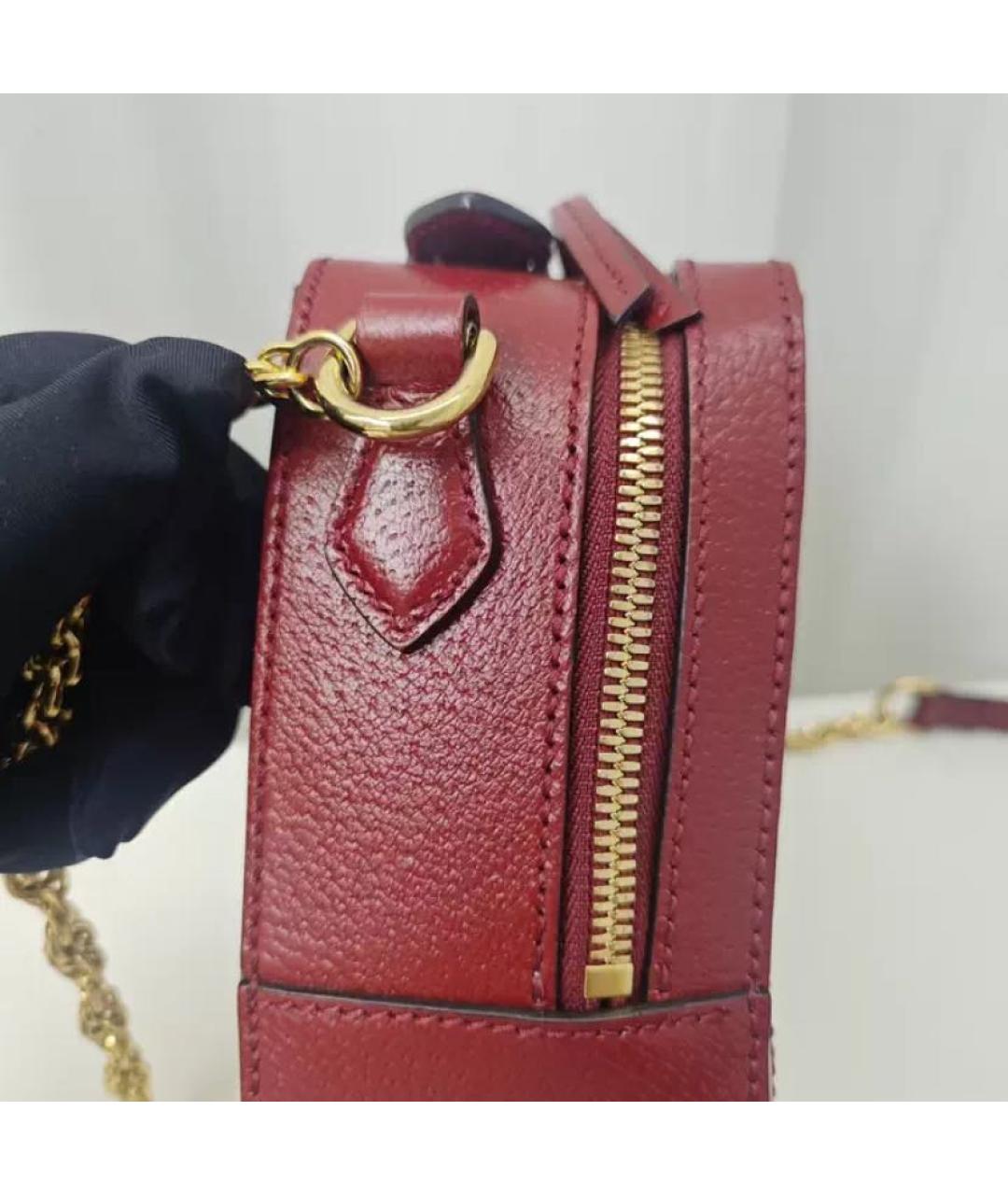GUCCI Бордовая кожаная сумка через плечо, фото 3