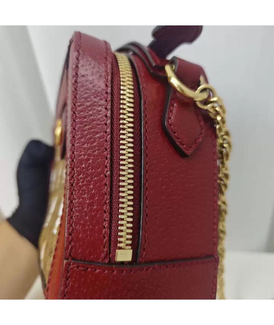 GUCCI Бордовая кожаная сумка через плечо, фото 4