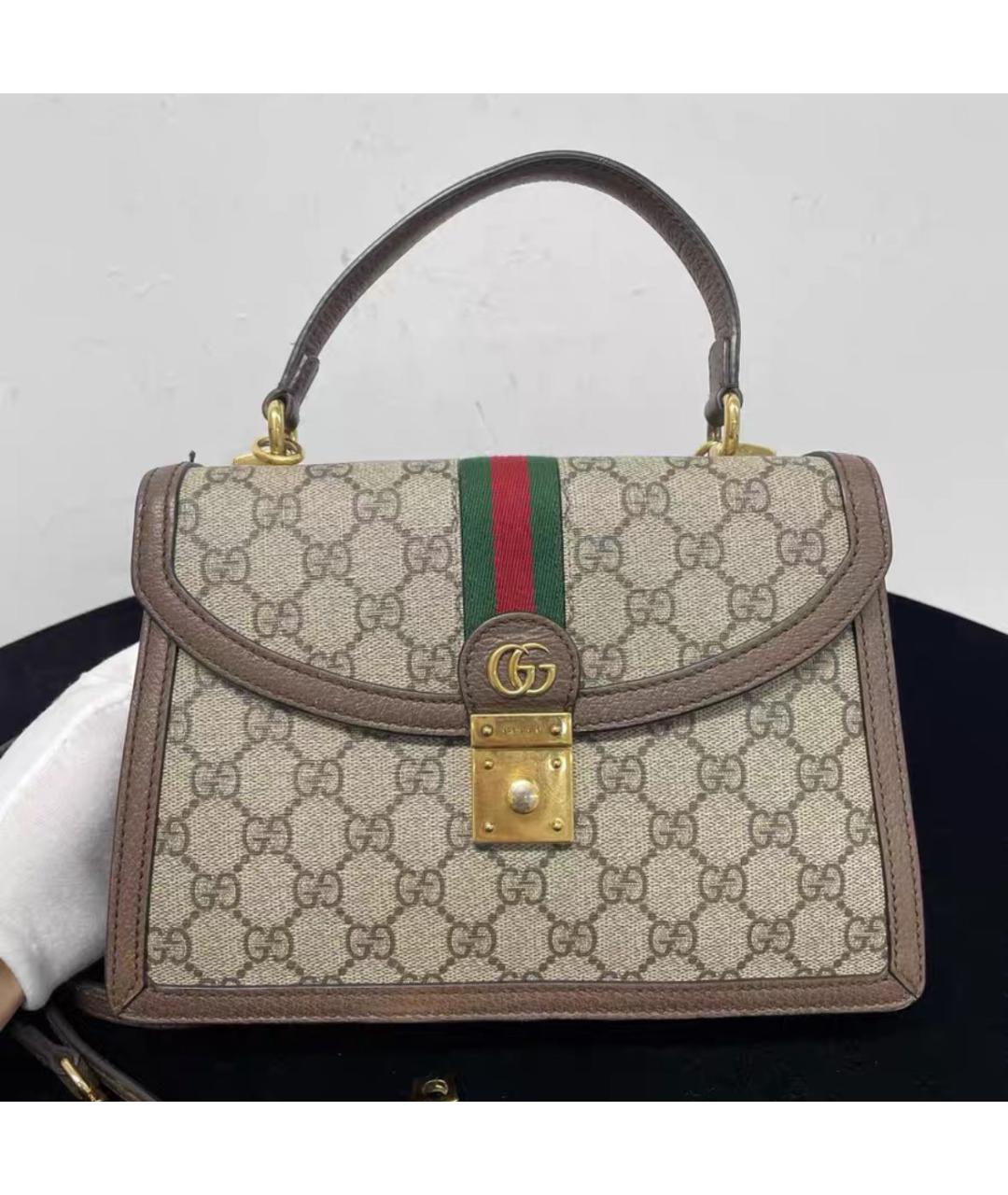 GUCCI Бежевая кожаная сумка через плечо, фото 3