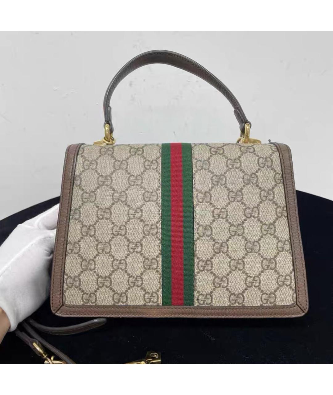 GUCCI Бежевая кожаная сумка через плечо, фото 5