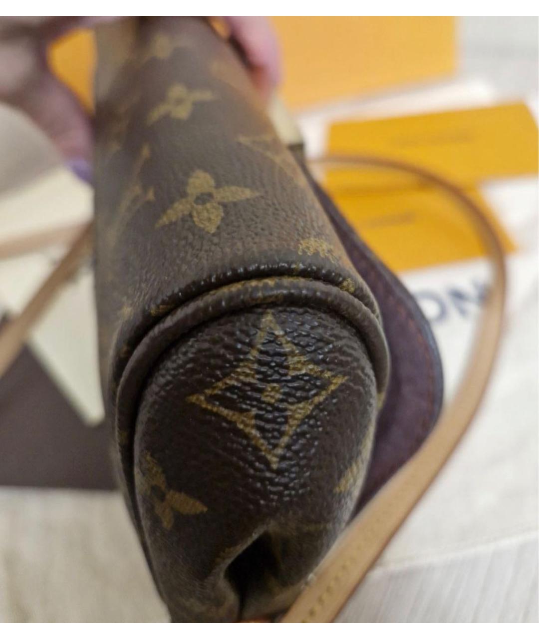 LOUIS VUITTON Коричневая кожаная сумка через плечо, фото 7