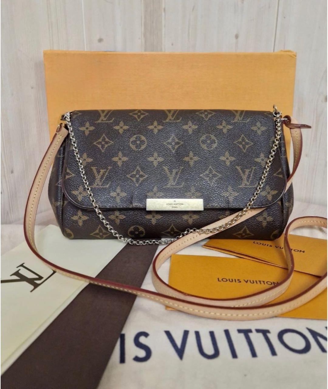 LOUIS VUITTON Коричневая кожаная сумка через плечо, фото 9