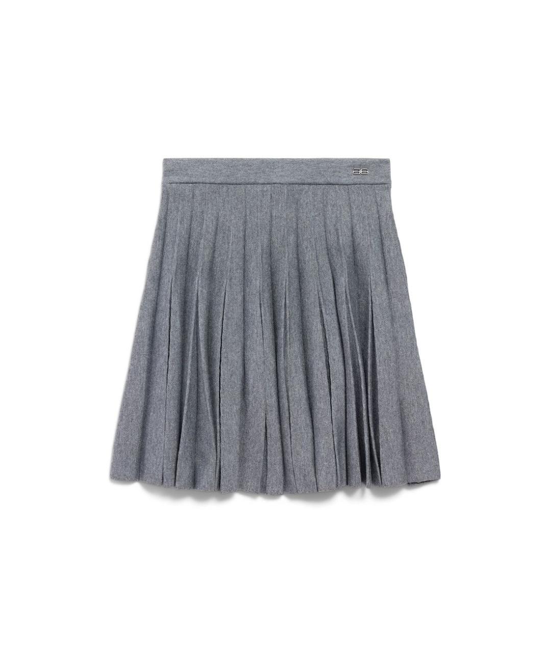 BALENCIAGA Серая шерстяная юбка мини, фото 1