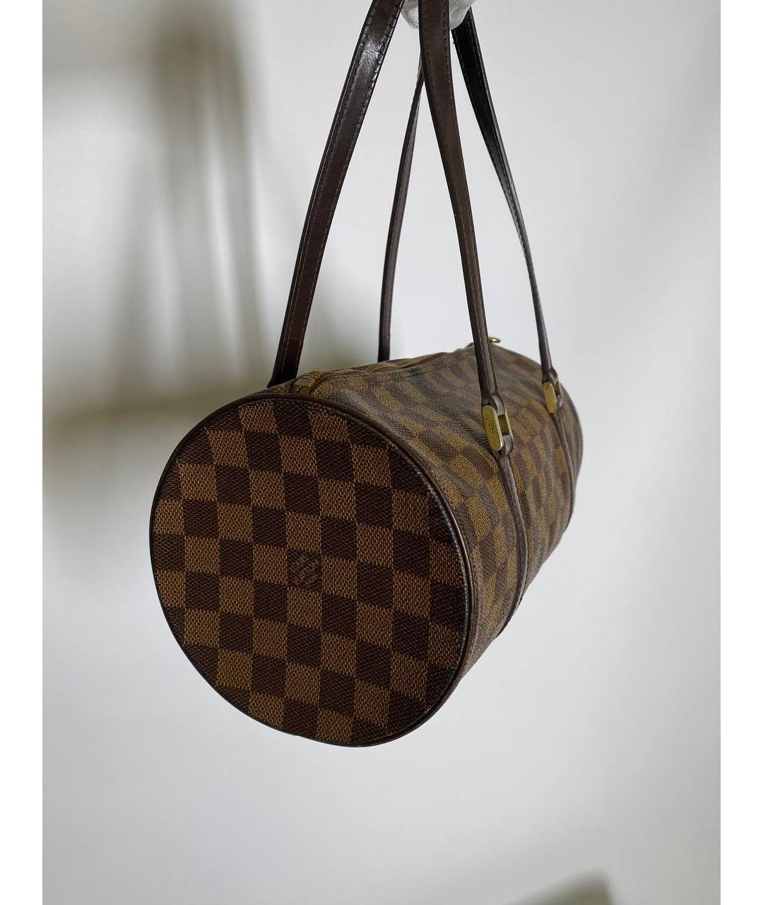 LOUIS VUITTON Коричневая кожаная сумка с короткими ручками, фото 3