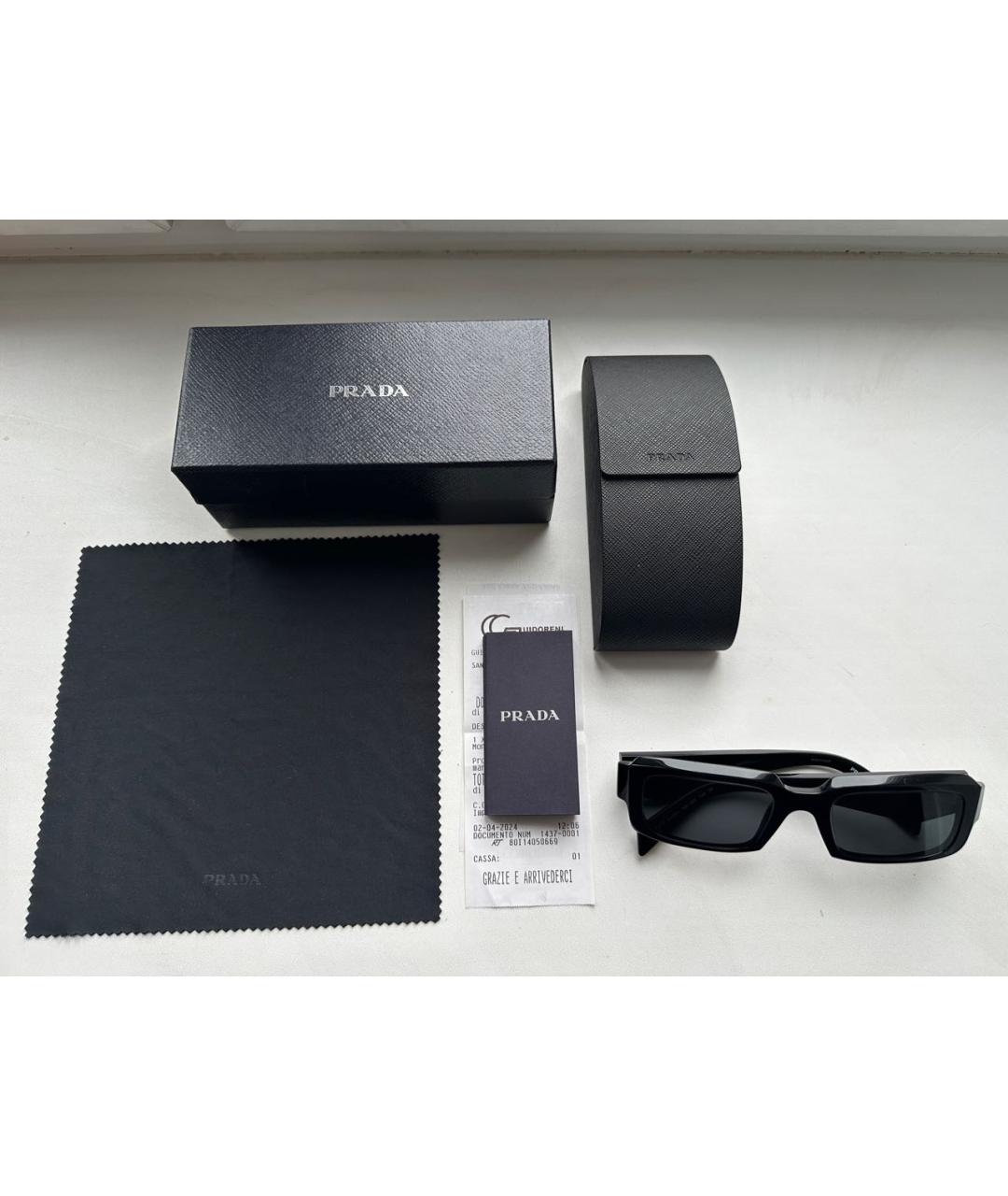 PRADA Черные пластиковые солнцезащитные очки, фото 8