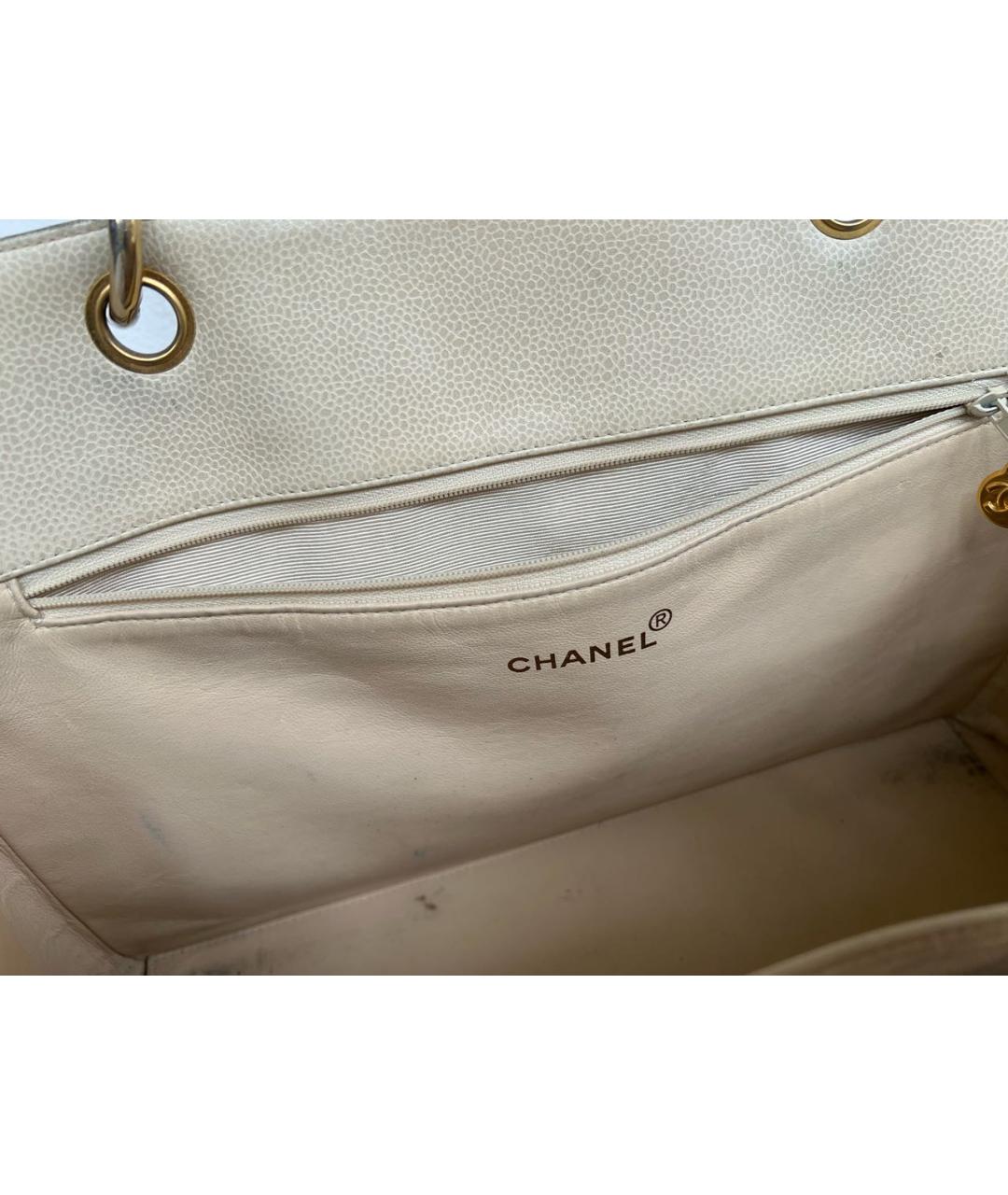 CHANEL Бежевая кожаная сумка тоут, фото 5