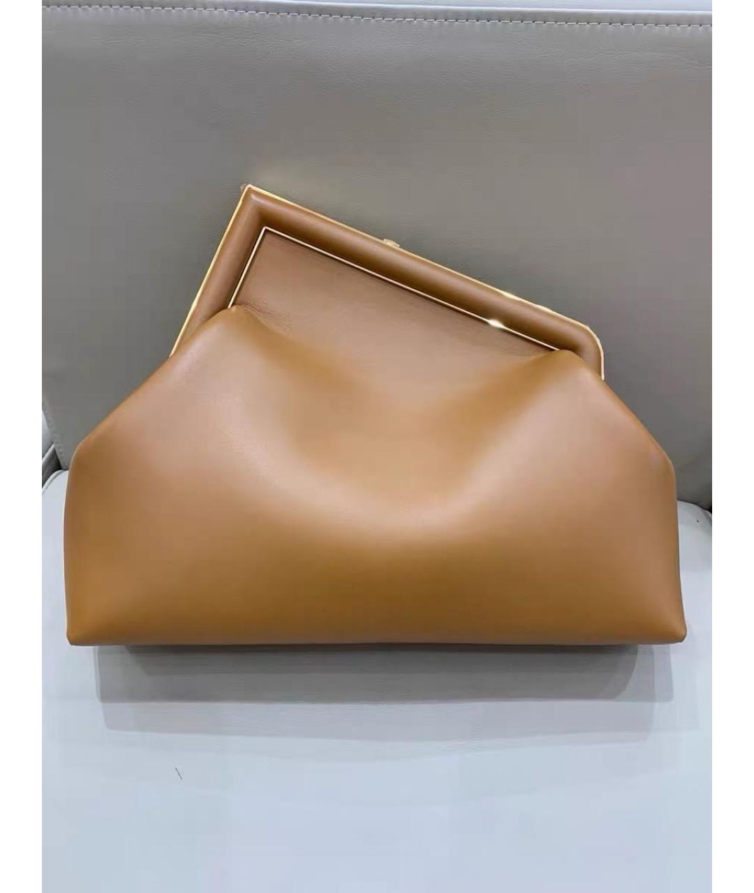 FENDI Коричневая кожаная сумка тоут, фото 3