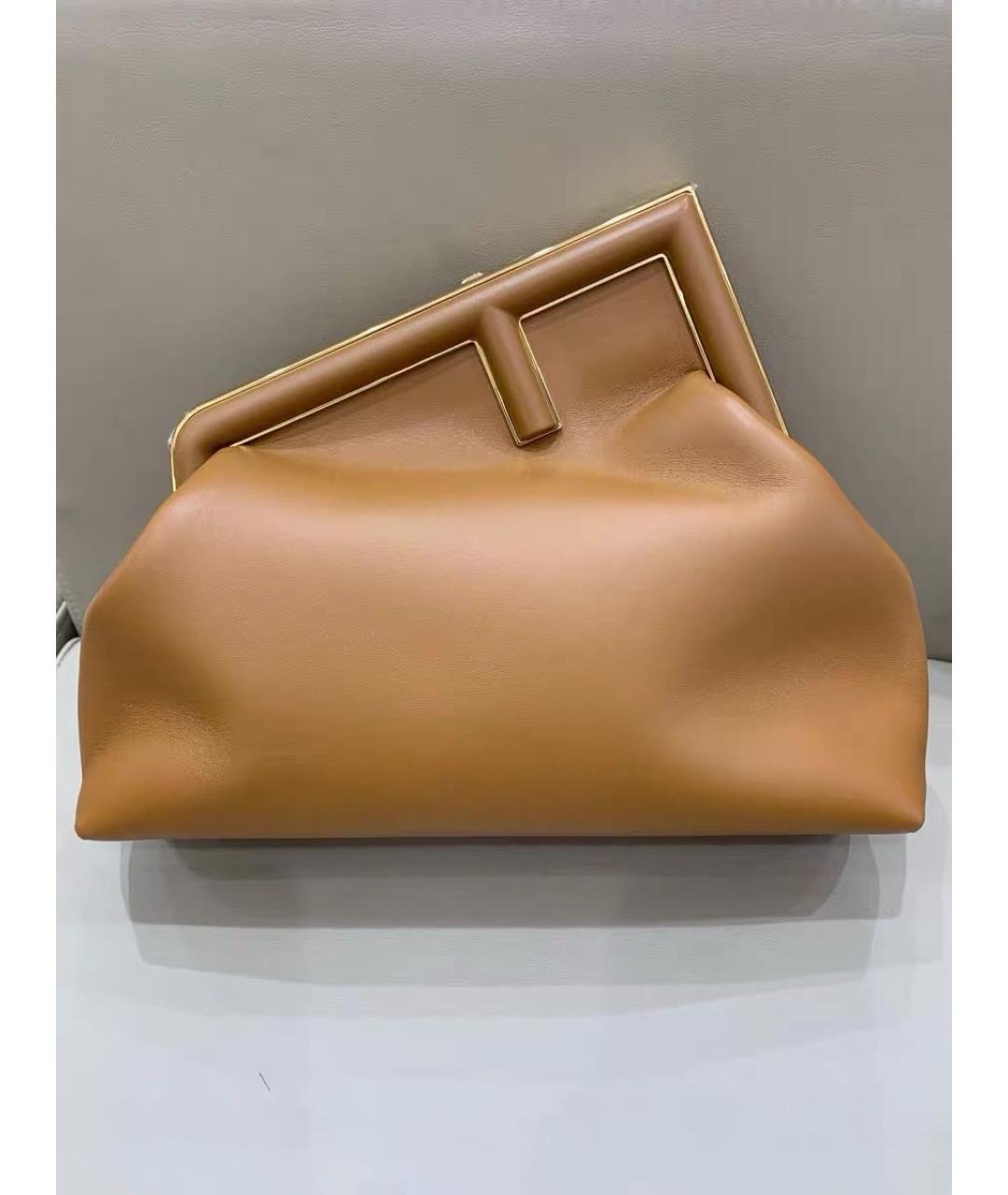 FENDI Коричневая кожаная сумка тоут, фото 2