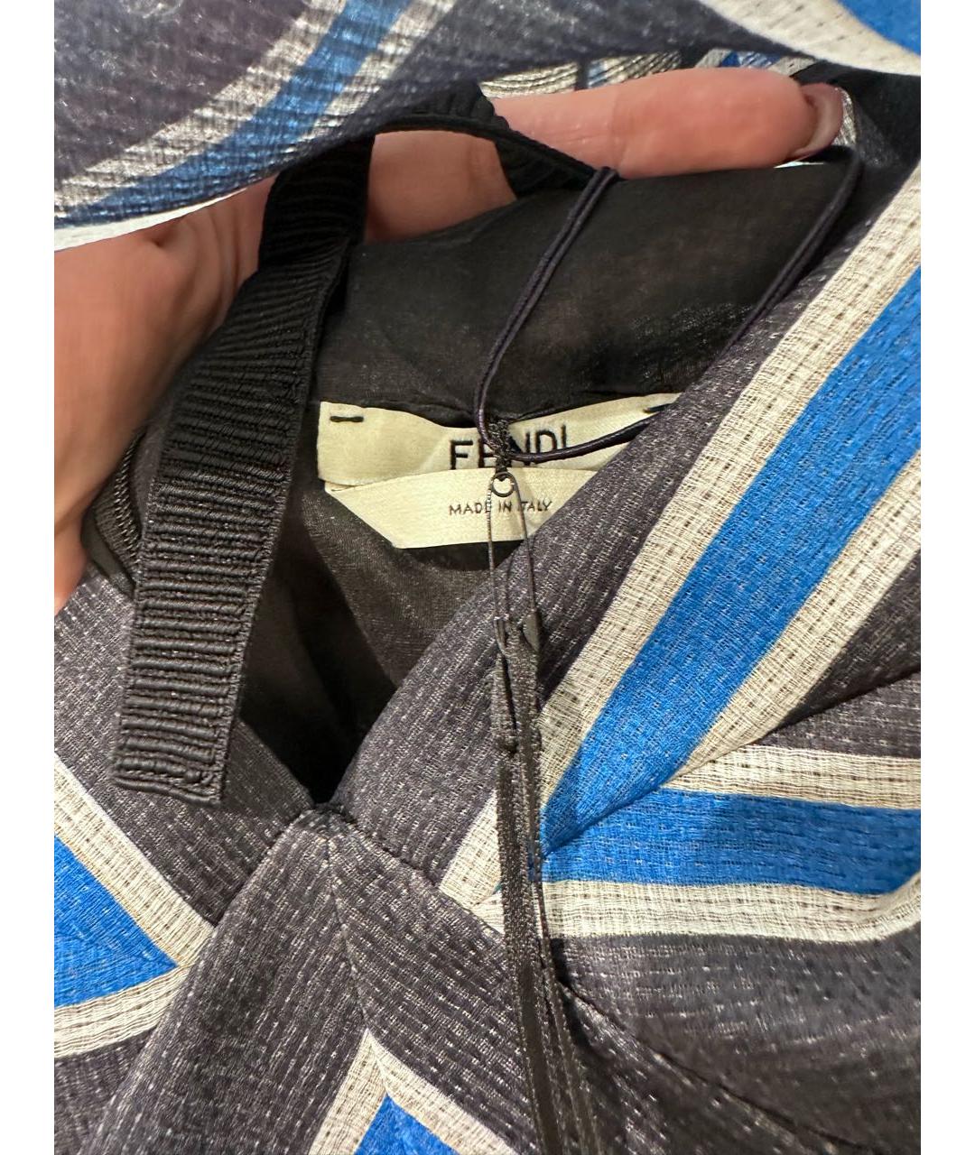 FENDI Синее шелковое коктейльное платье, фото 7