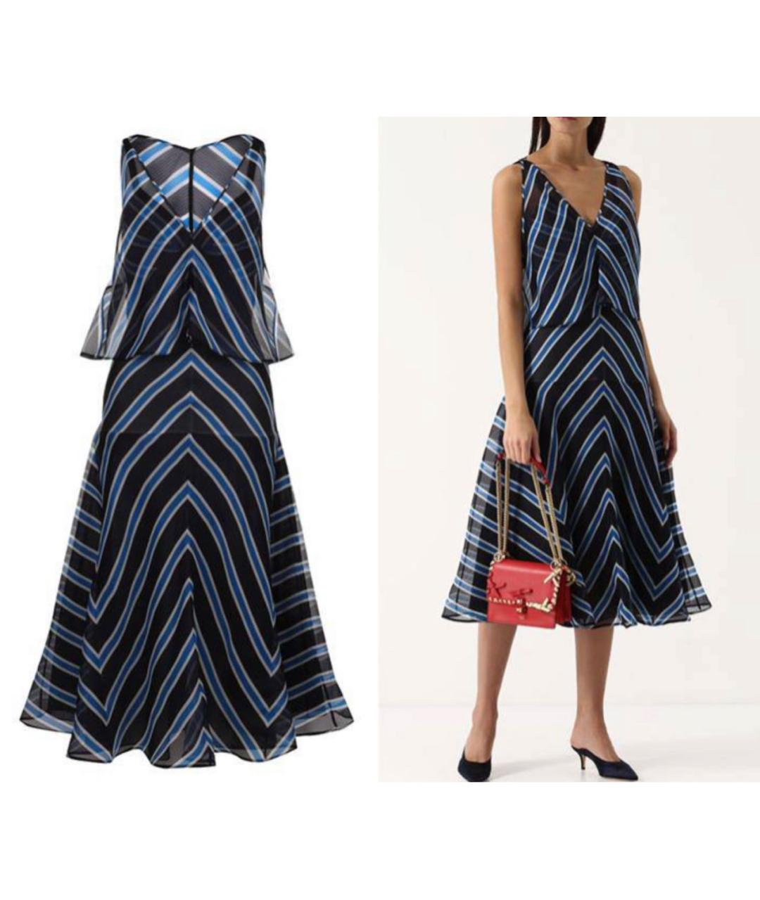 FENDI Синее шелковое коктейльное платье, фото 5