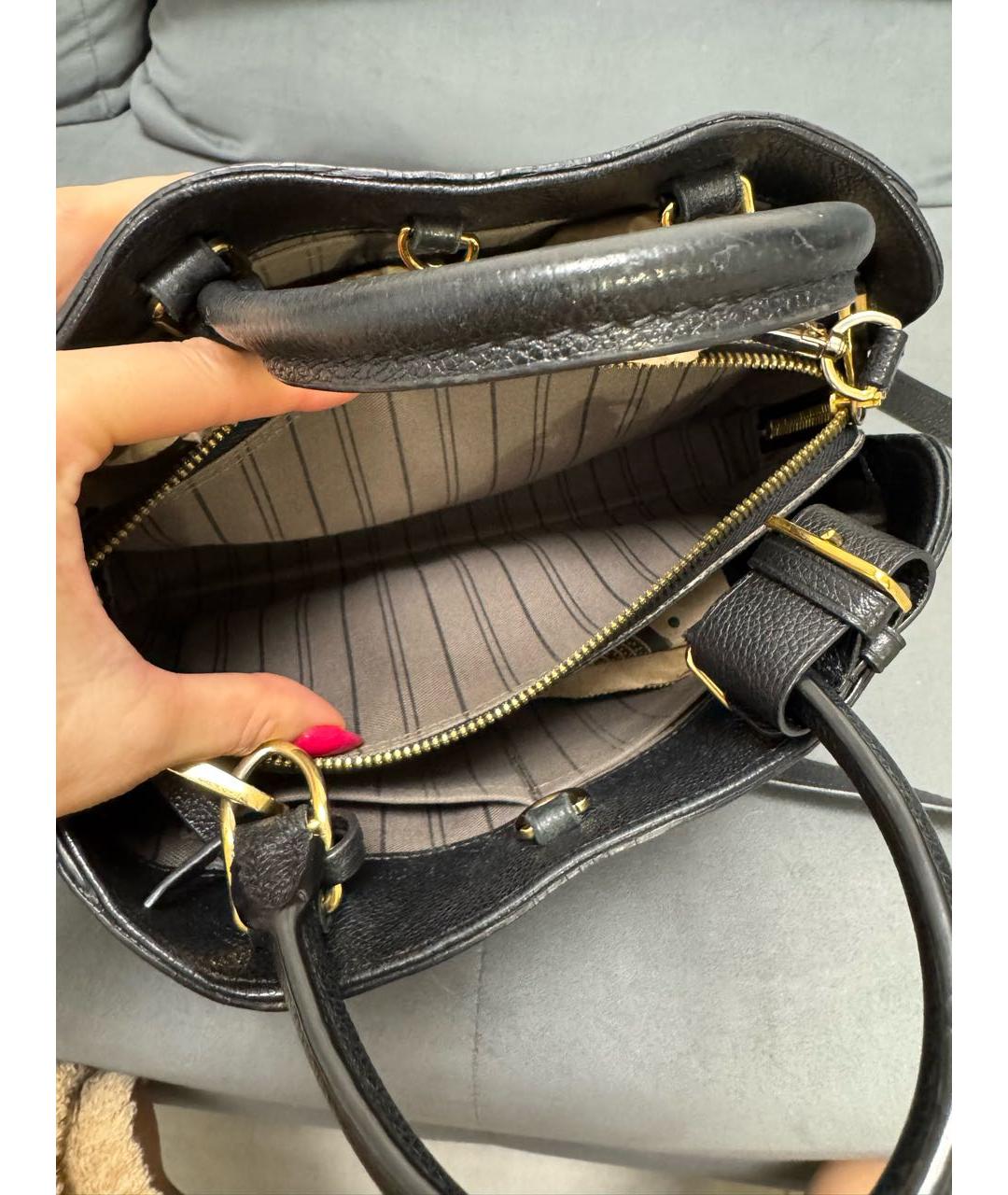 LOUIS VUITTON Черная кожаная сумка через плечо, фото 5