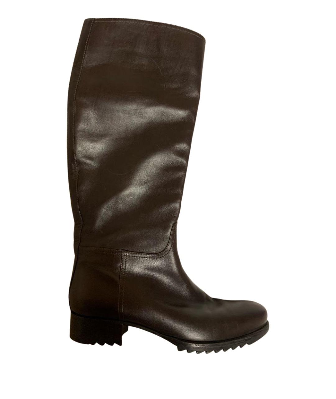 BOTTEGA VENETA Коричневые кожаные сапоги, фото 1