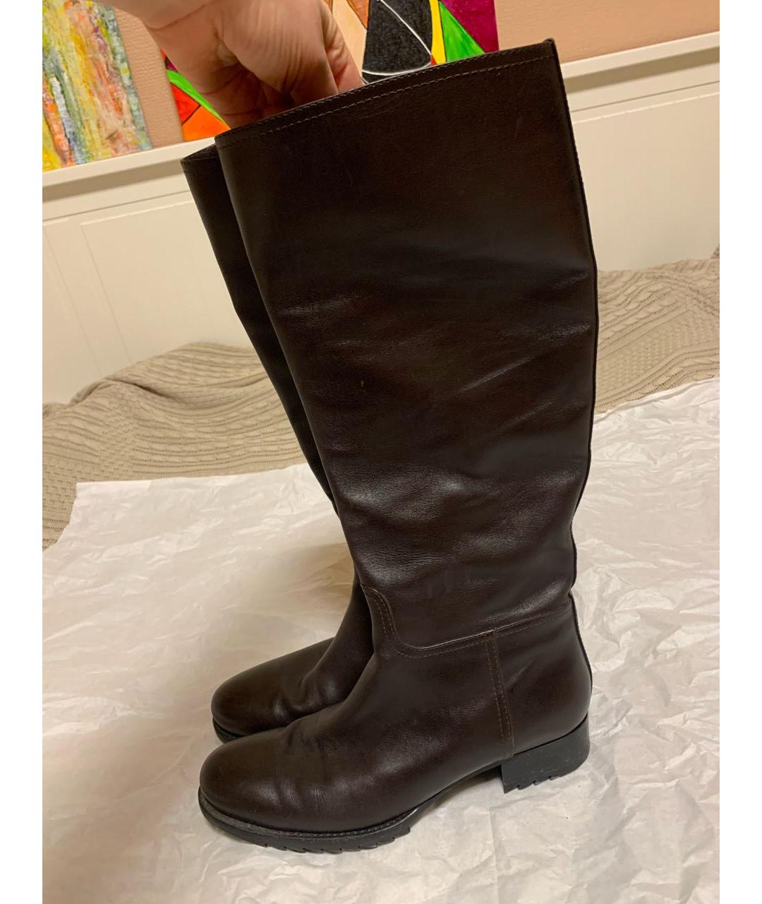 BOTTEGA VENETA Коричневые кожаные сапоги, фото 5
