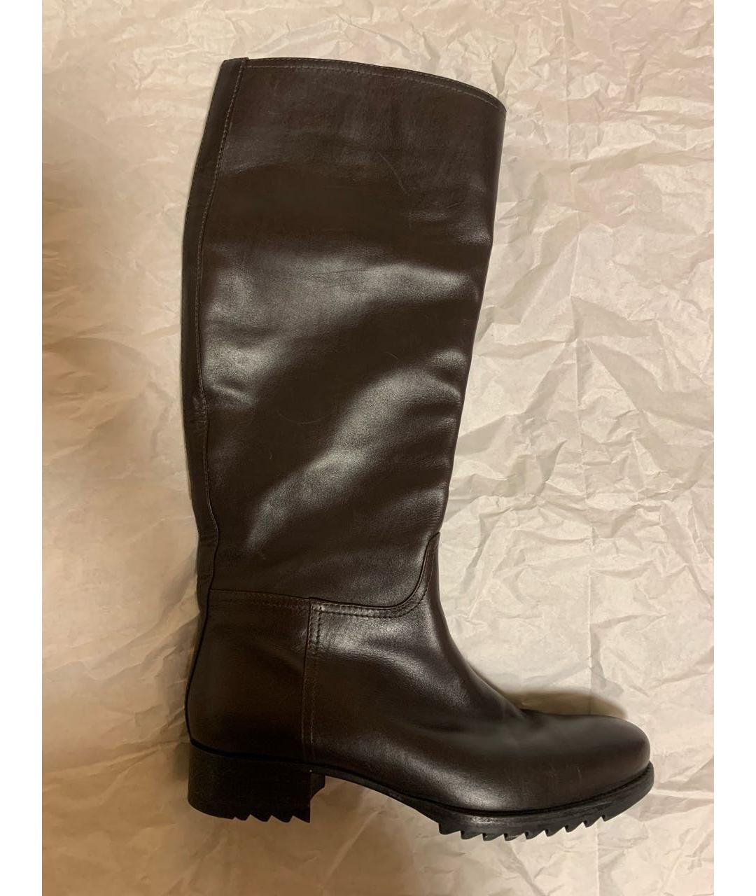 BOTTEGA VENETA Коричневые кожаные сапоги, фото 9