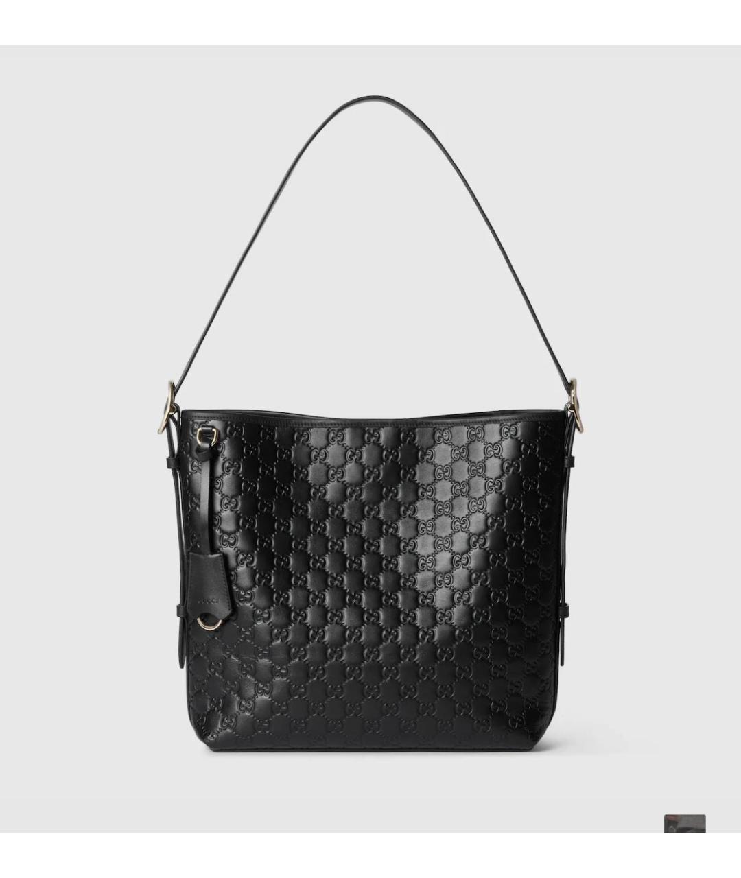 GUCCI Черная кожаная сумка тоут, фото 4