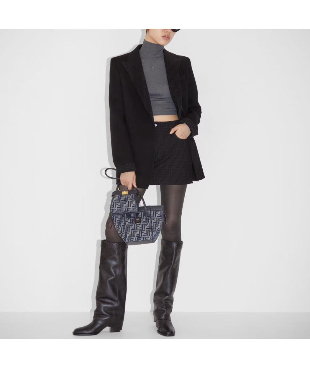 FENDI Черные кожаные сапоги, фото 4