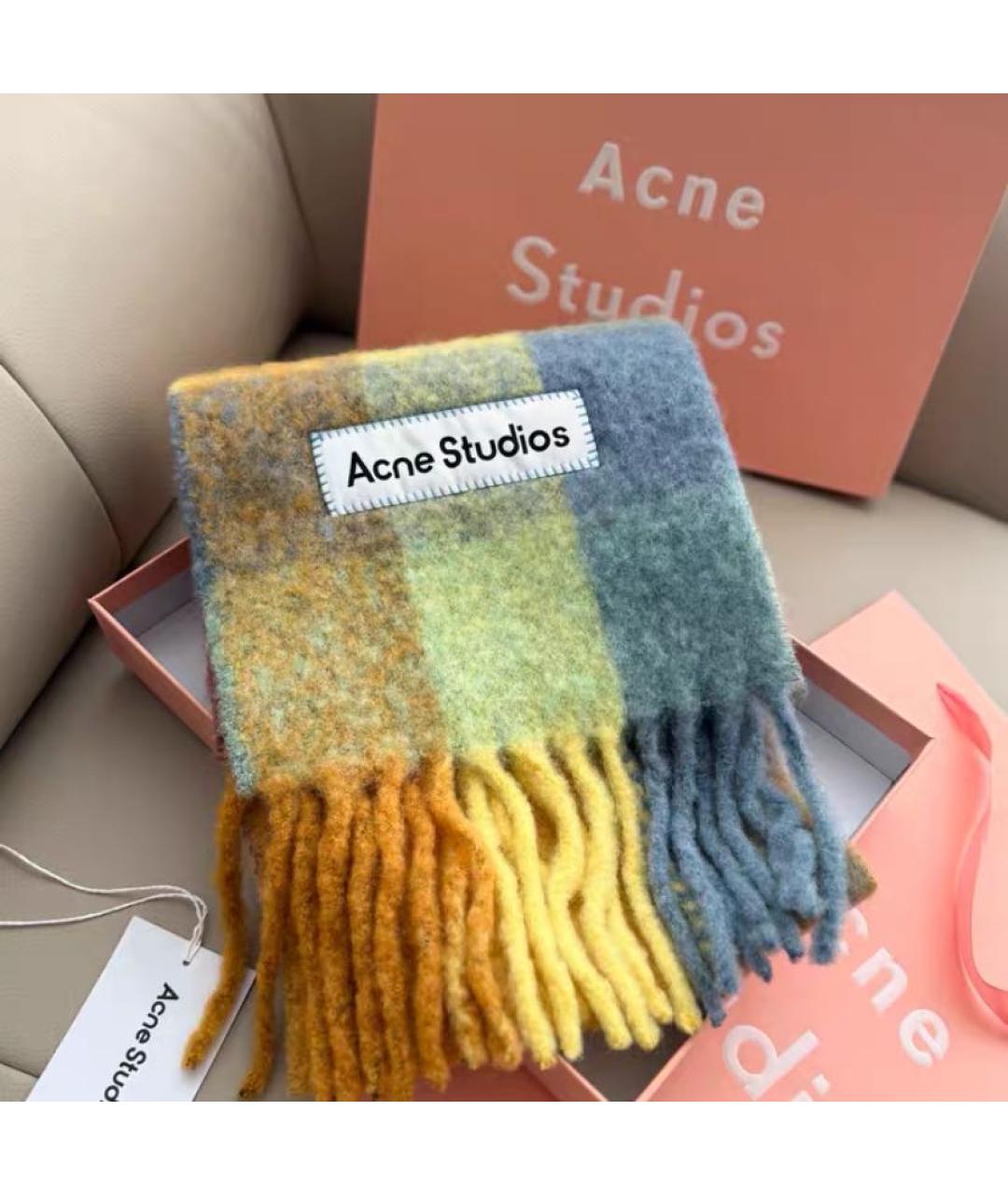 ACNE STUDIOS Оранжевый шерстяной шарф, фото 3