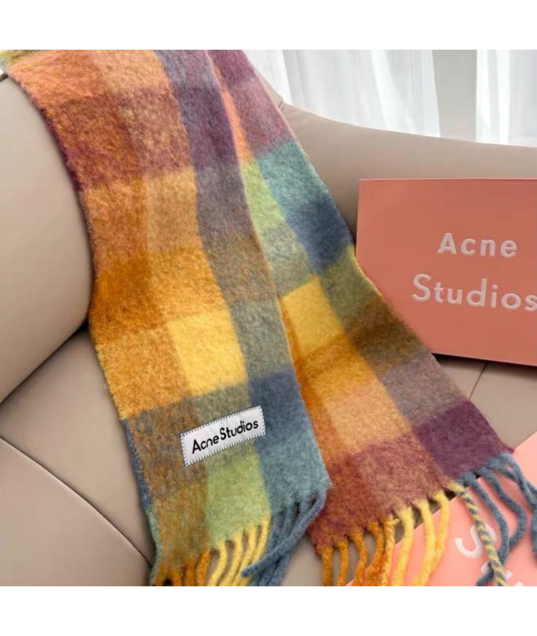 ACNE STUDIOS Оранжевый шерстяной шарф, фото 2
