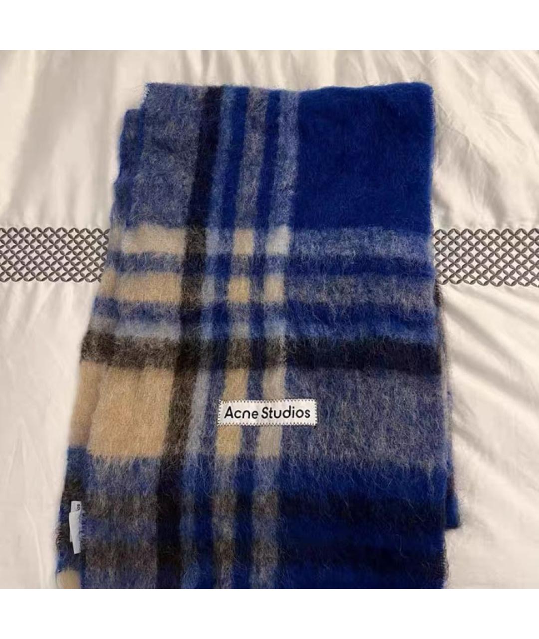 ACNE STUDIOS Синий шерстяной шарф, фото 2