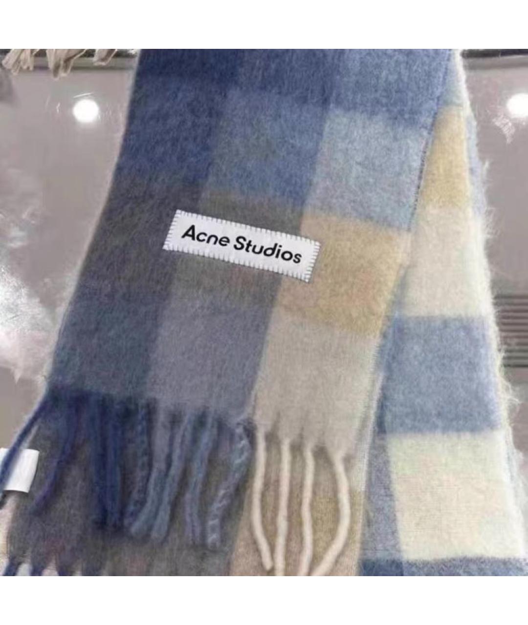 ACNE STUDIOS Голубой шерстяной шарф, фото 3