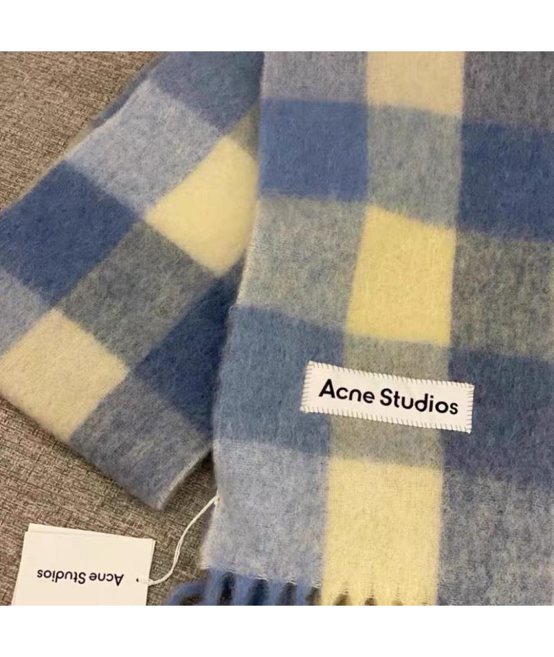 ACNE STUDIOS Голубой шерстяной шарф, фото 2