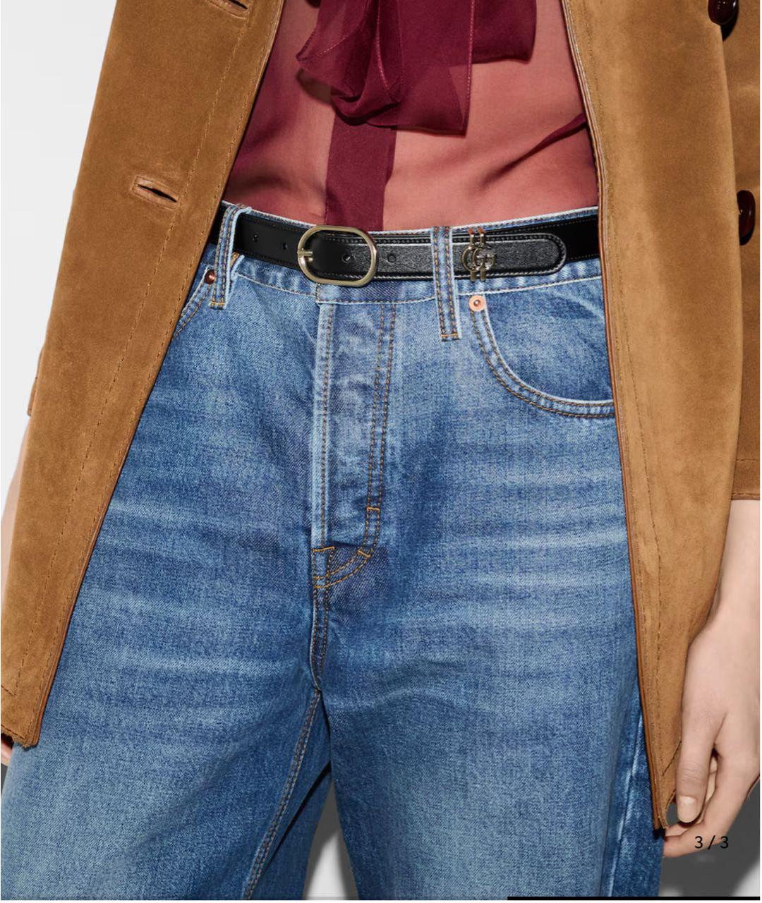 GUCCI Черный кожаный ремень, фото 3