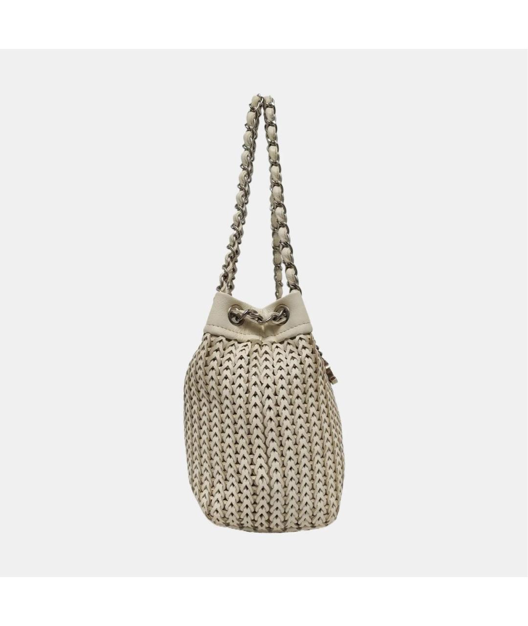 CHANEL Белая кожаная сумка тоут, фото 5