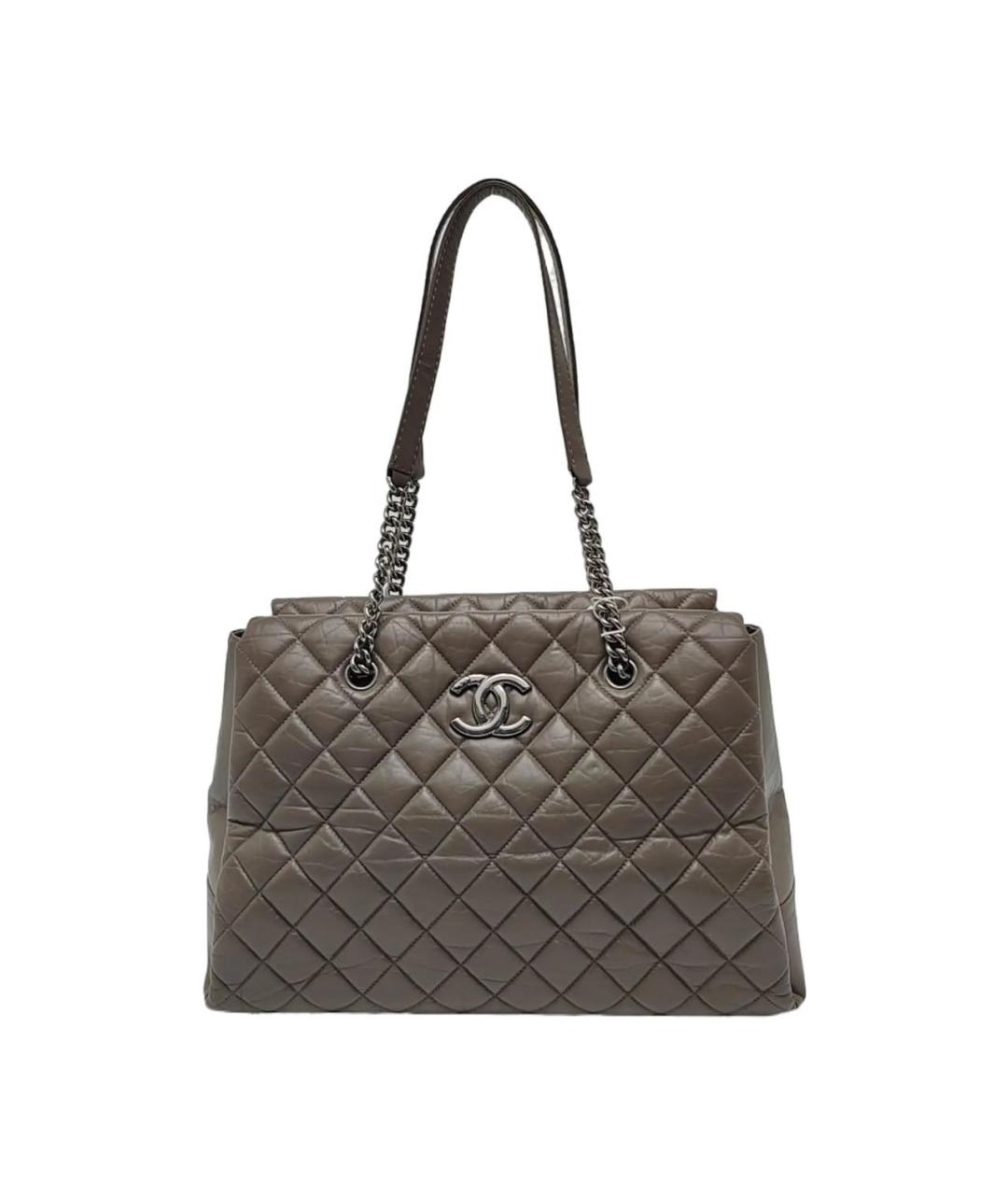 CHANEL Коричневая кожаная сумка тоут, фото 9
