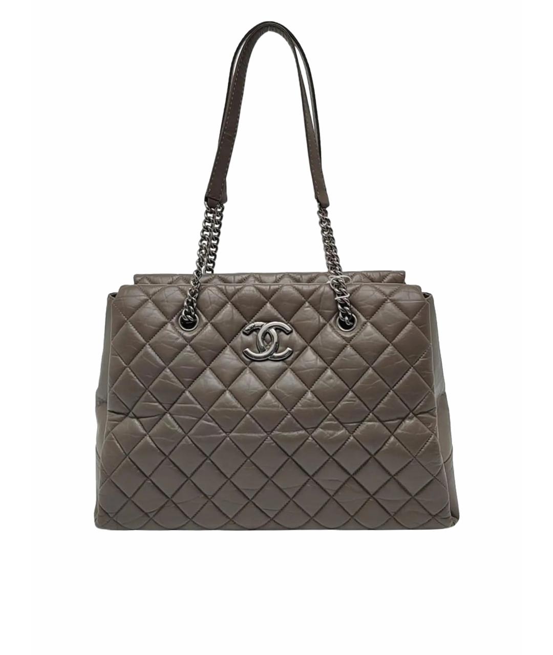 CHANEL Коричневая кожаная сумка тоут, фото 1