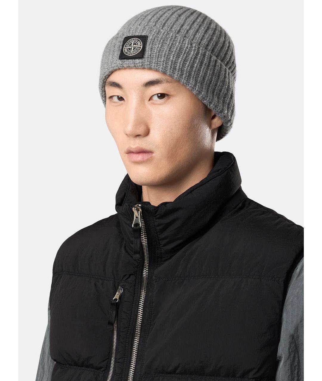 STONE ISLAND Серая шерстяная шапка, фото 3