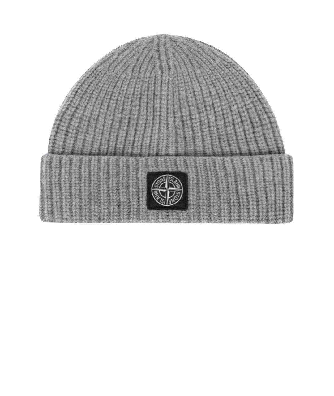 STONE ISLAND Серая шерстяная шапка, фото 1