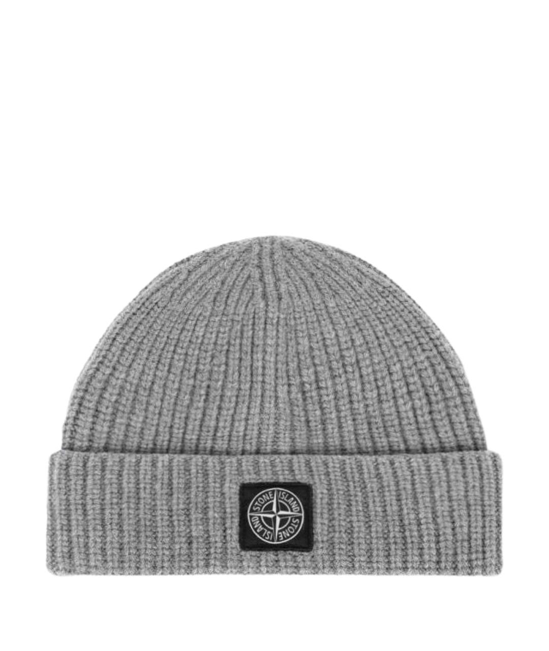 STONE ISLAND Серая шерстяная шапка, фото 5