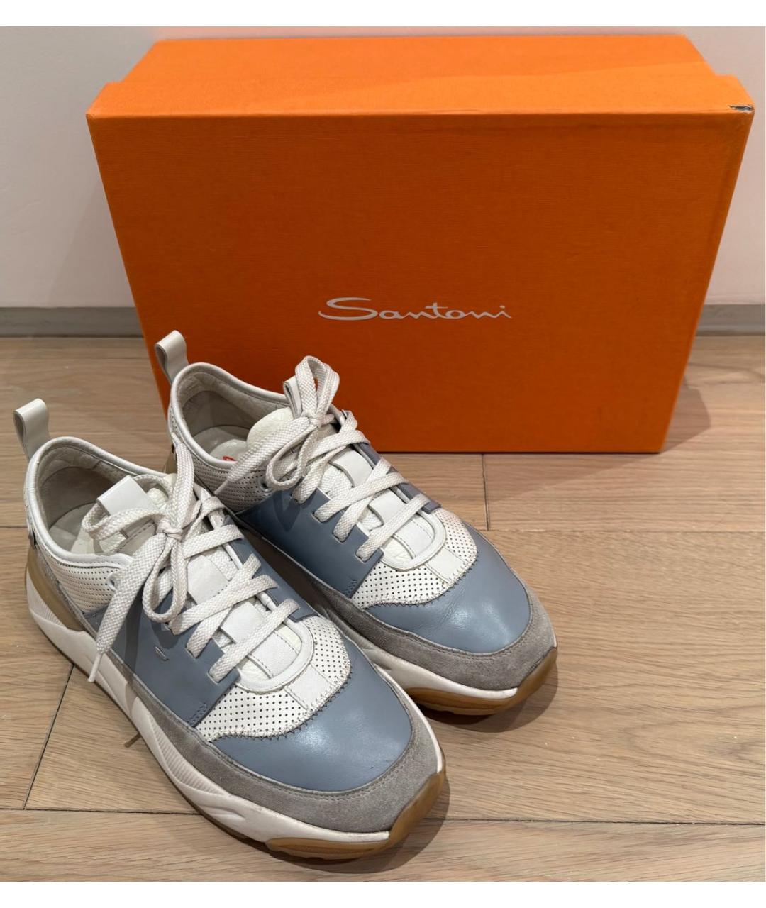SANTONI Голубые кроссовки, фото 2