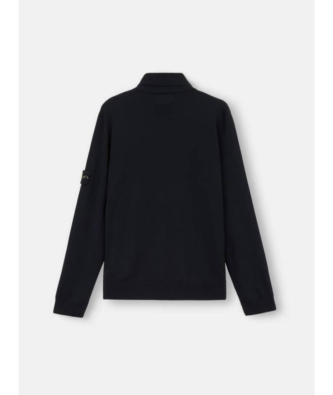 STONE ISLAND Темно-синяя шерстяная водолазка, фото 2