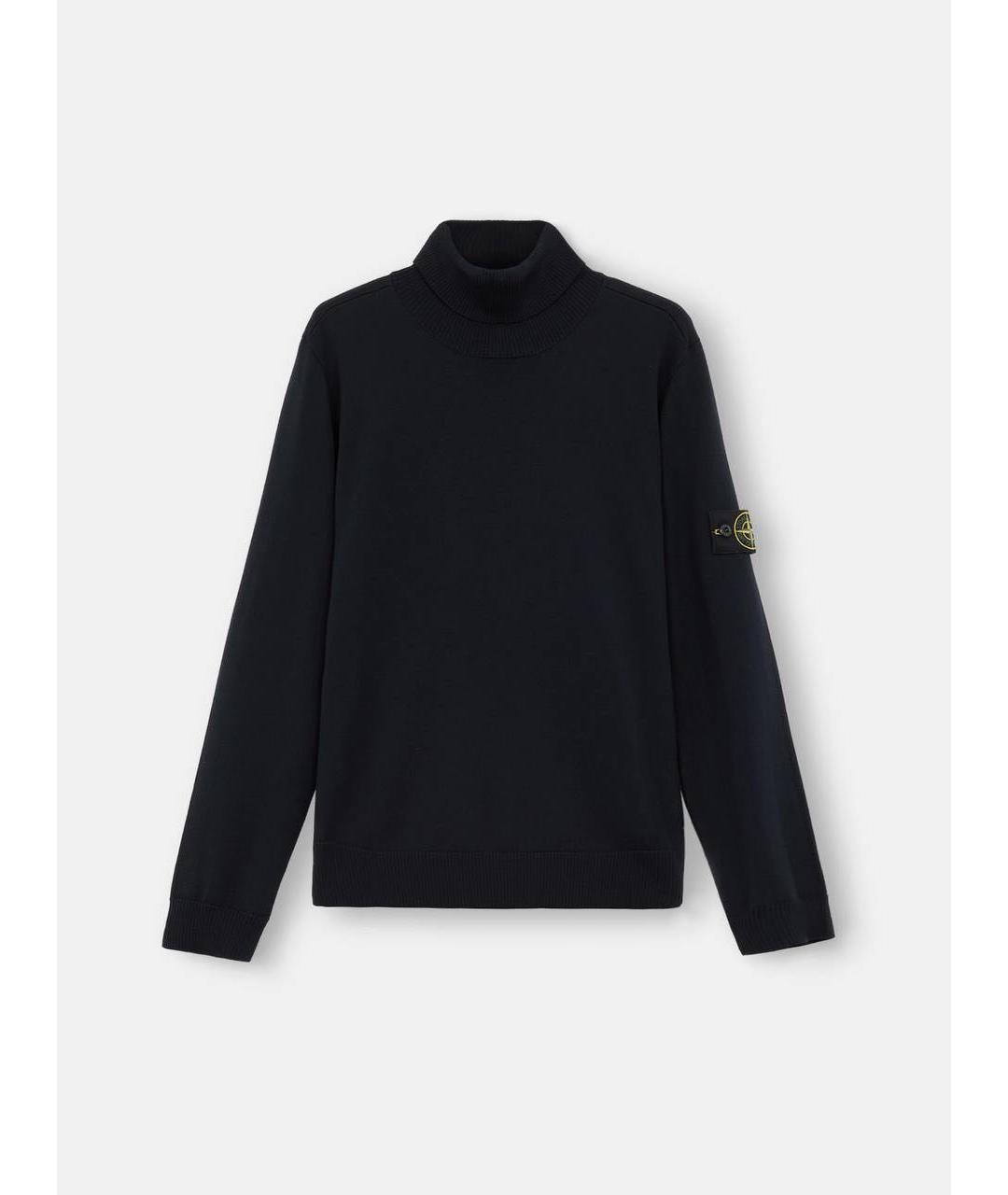 STONE ISLAND Темно-синяя шерстяная водолазка, фото 6