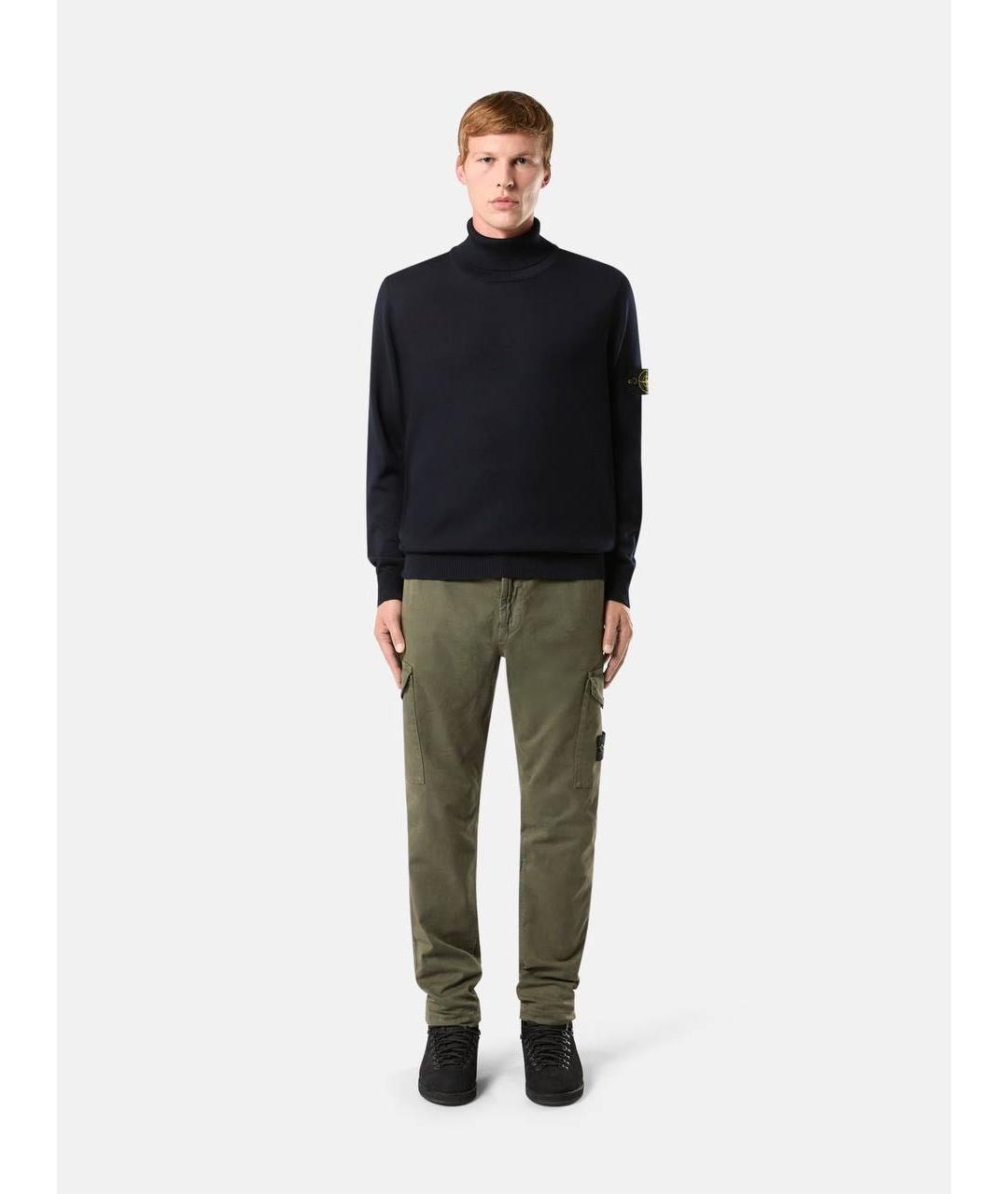 STONE ISLAND Темно-синяя шерстяная водолазка, фото 3