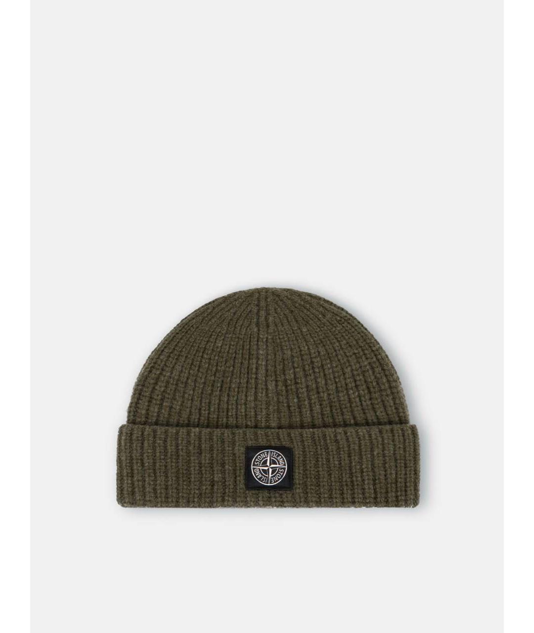 STONE ISLAND Хаки шерстяная шапка, фото 4