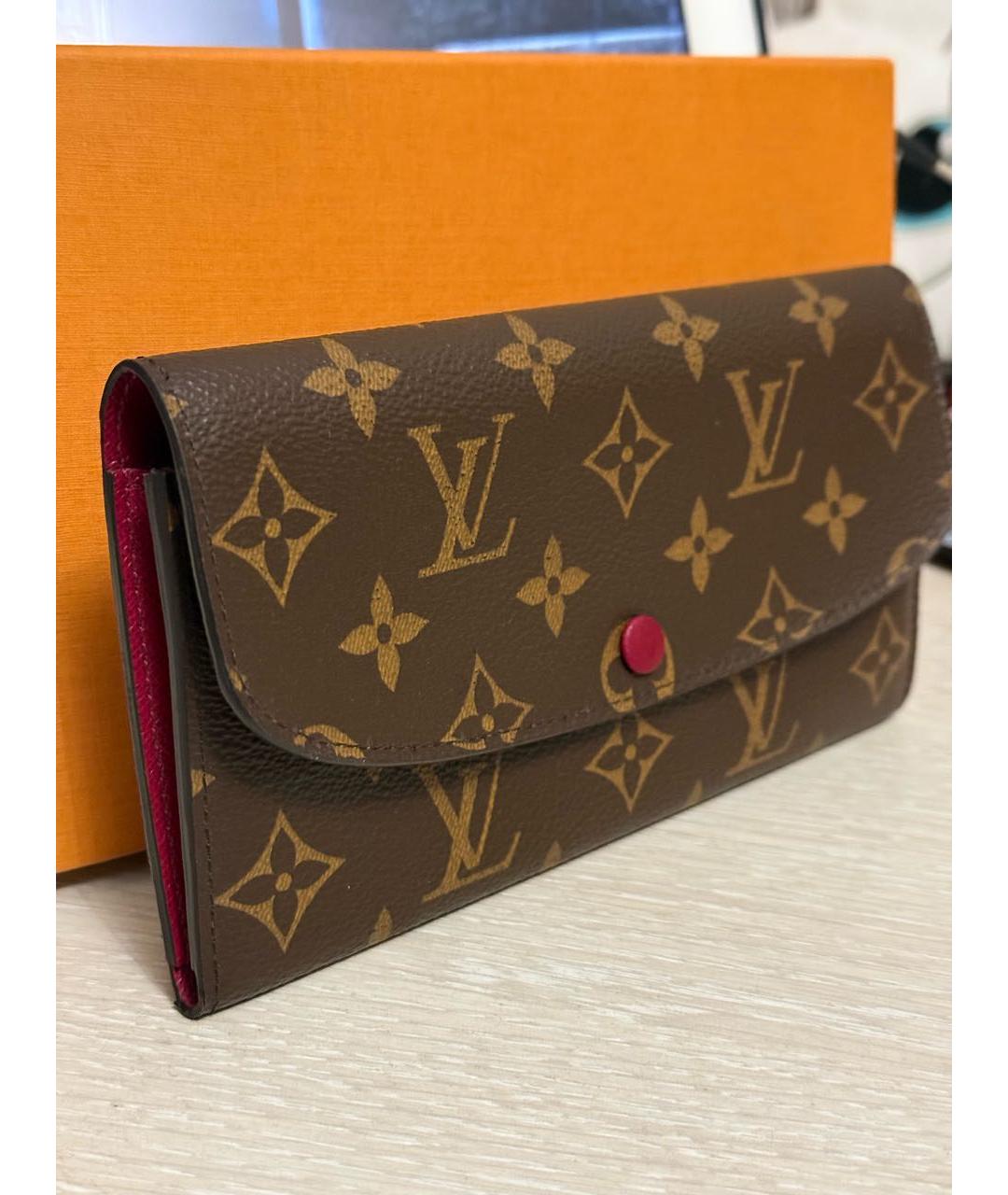 LOUIS VUITTON Коричневый кожаный кошелек, фото 2