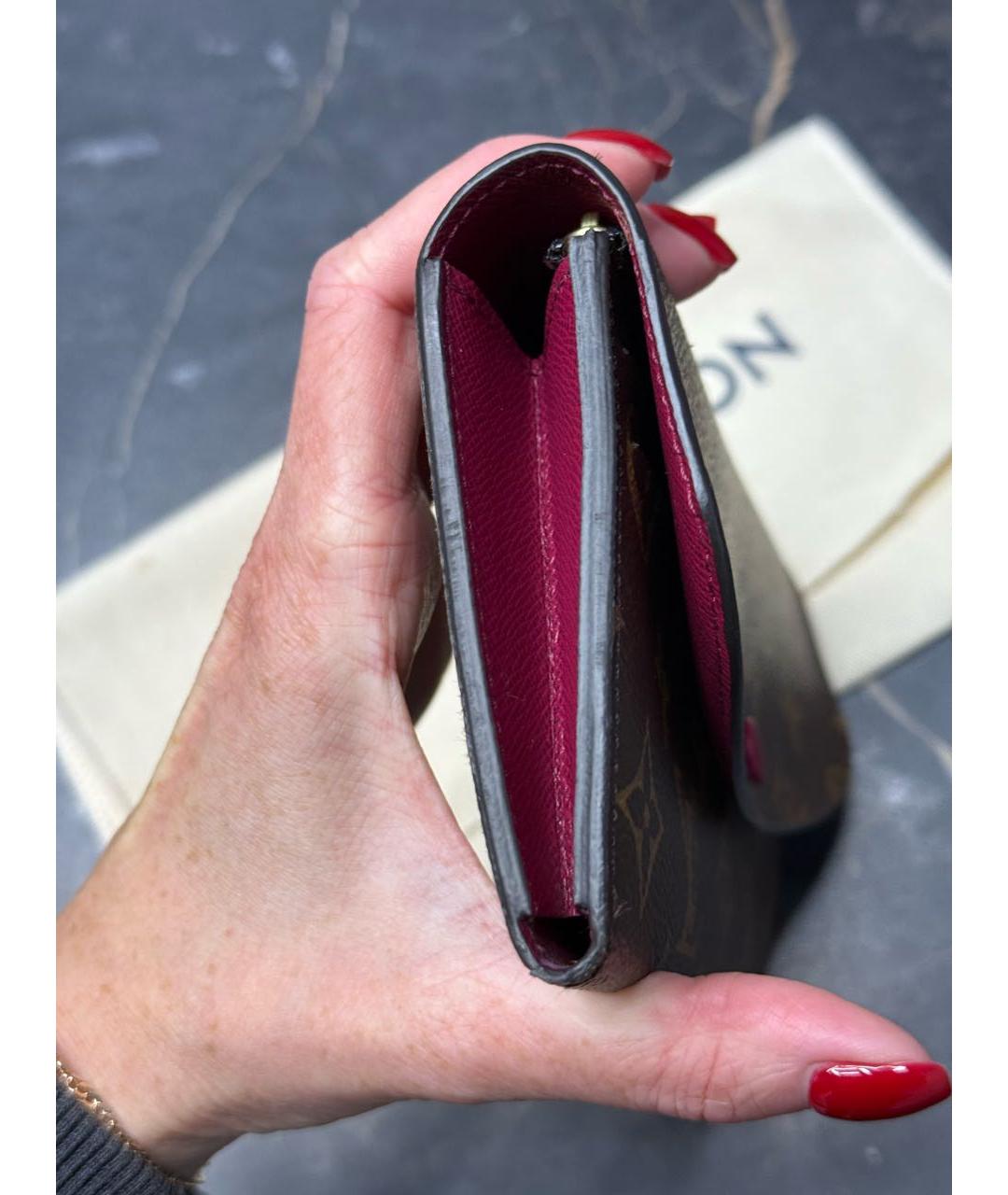 LOUIS VUITTON Коричневый кожаный кошелек, фото 6