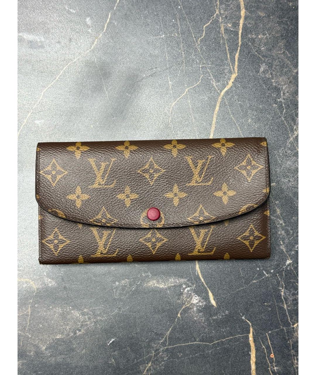 LOUIS VUITTON Коричневый кожаный кошелек, фото 7