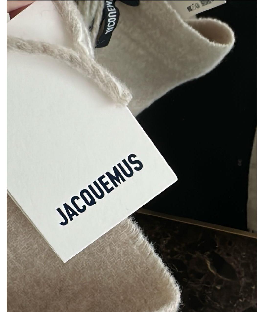 JACQUEMUS Бежевый шерстяной шарф, фото 3