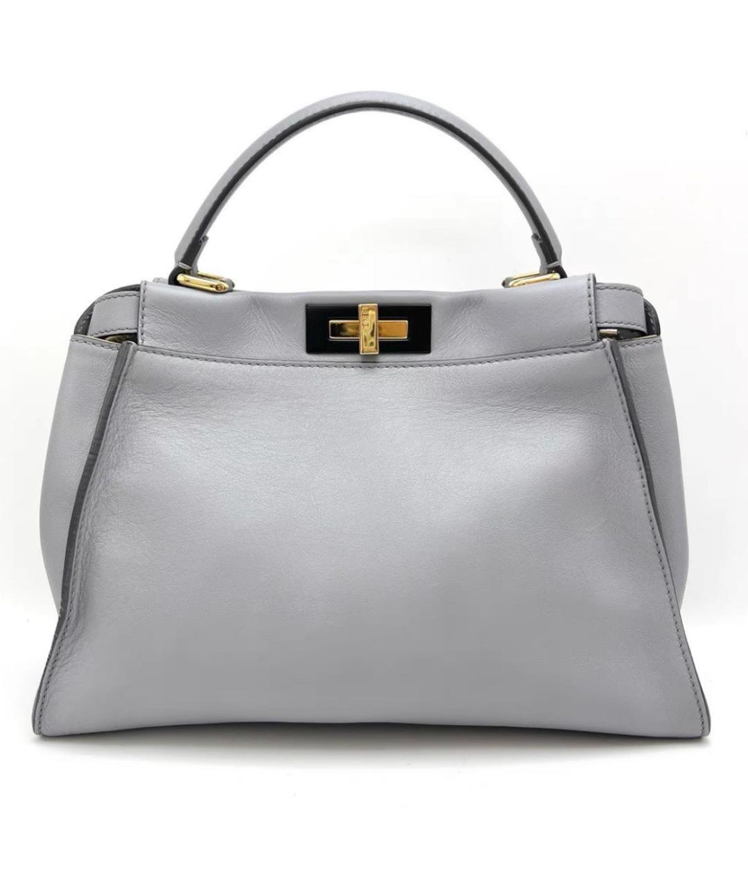 FENDI Серая кожаная сумка тоут, фото 2