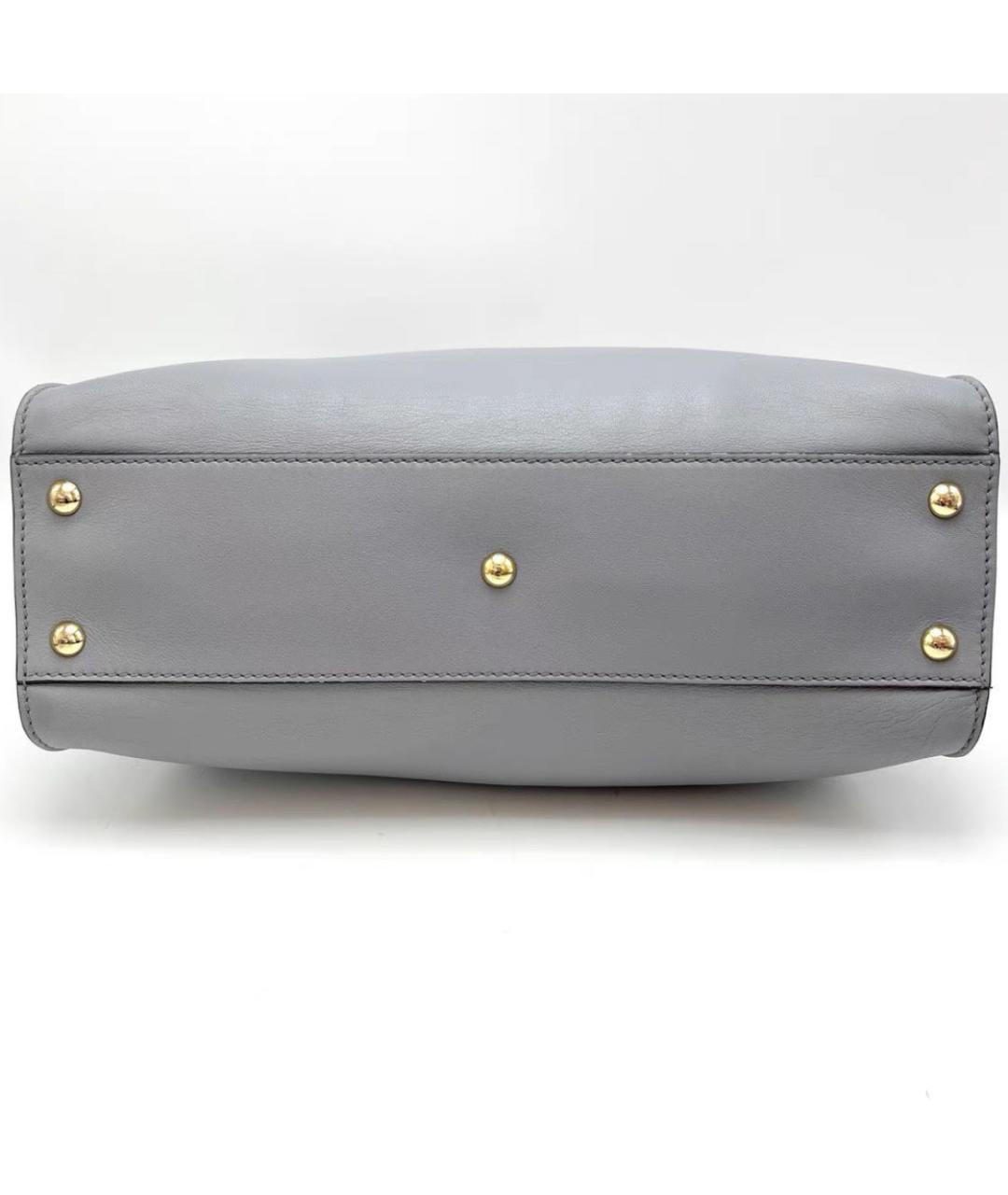 FENDI Серая кожаная сумка тоут, фото 5