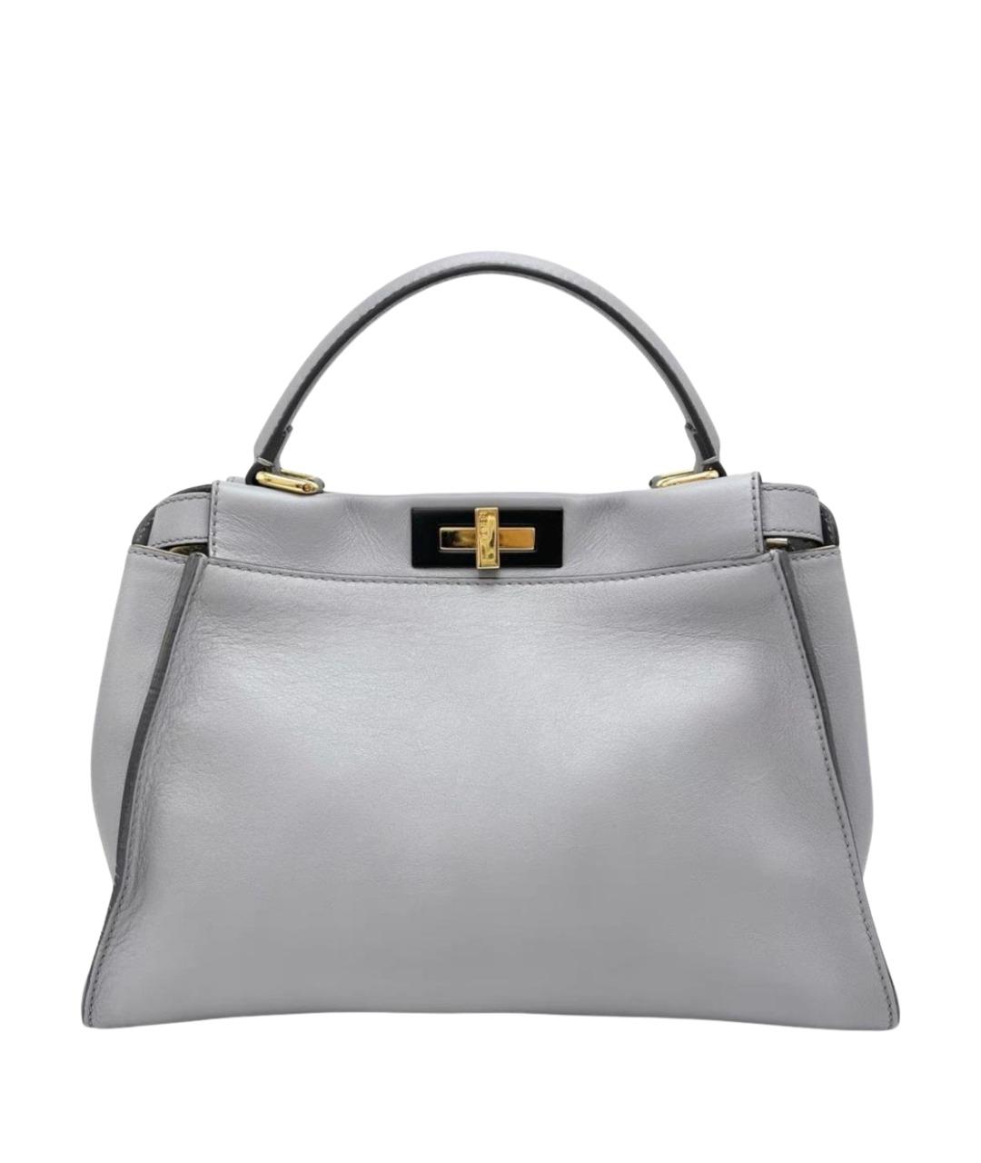 FENDI Серая кожаная сумка тоут, фото 1