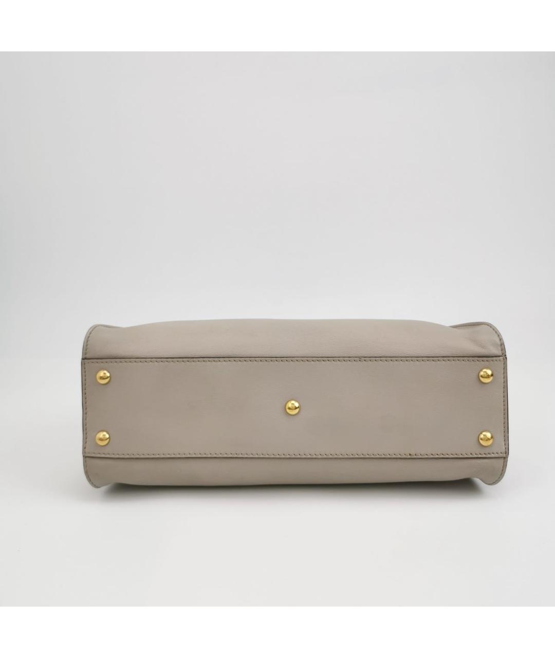 FENDI Бежевая кожаная сумка тоут, фото 4
